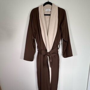 Restoration Hardware Chocolate and Ivory Women's Robe Large Cozy Luxury Spa